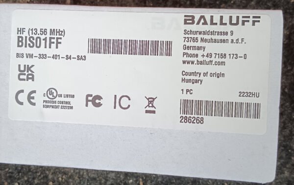 Brand New Balluff BIS01FF BIS VM-333-401-S4-SA3 HF Read/Write Head - Image 2